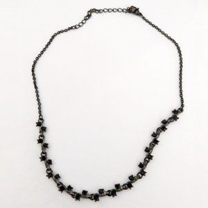 Vintage Black Square Costume Jewelry Necklace Formal Heart Eveningwear Twist